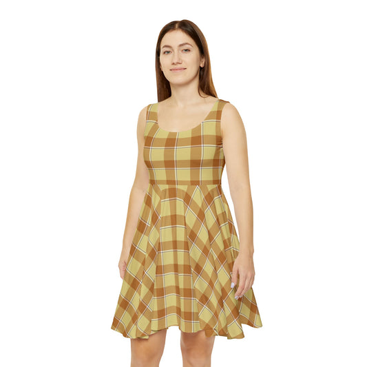 Chic Fall Plaid Women's Skater Dress, Casual Dress, Flowy Dress, Plaid Summer Dress, Cute Party Dress, Stylish Dress for Every Occasion