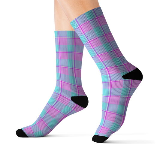 Vibrant Plaid Sublimation Socks, Colorful Patterned Socks, Unique Gift - Celtic Scents