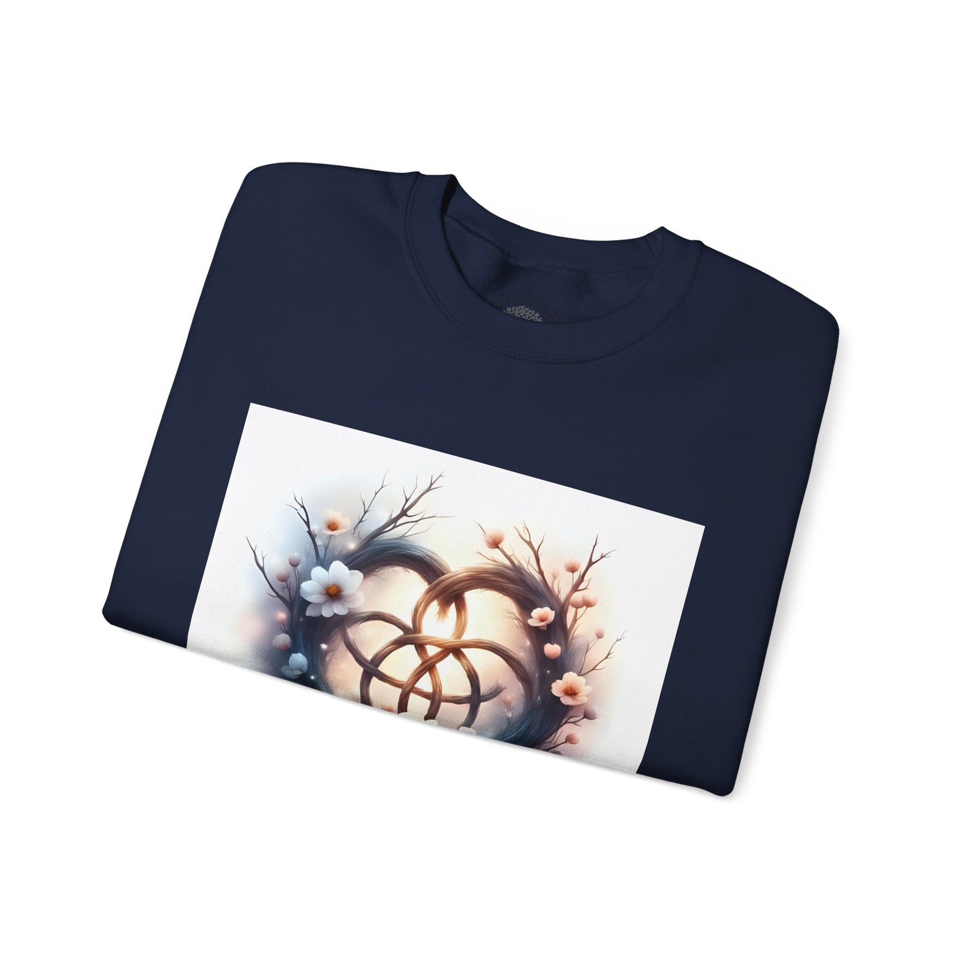 Floral Heart Crewneck Sweatshirt | Cozy Unisex Gift for Nature Lovers, Casual Wear, Spring Fashion, Eco-Friendly Style - Celtic Scents