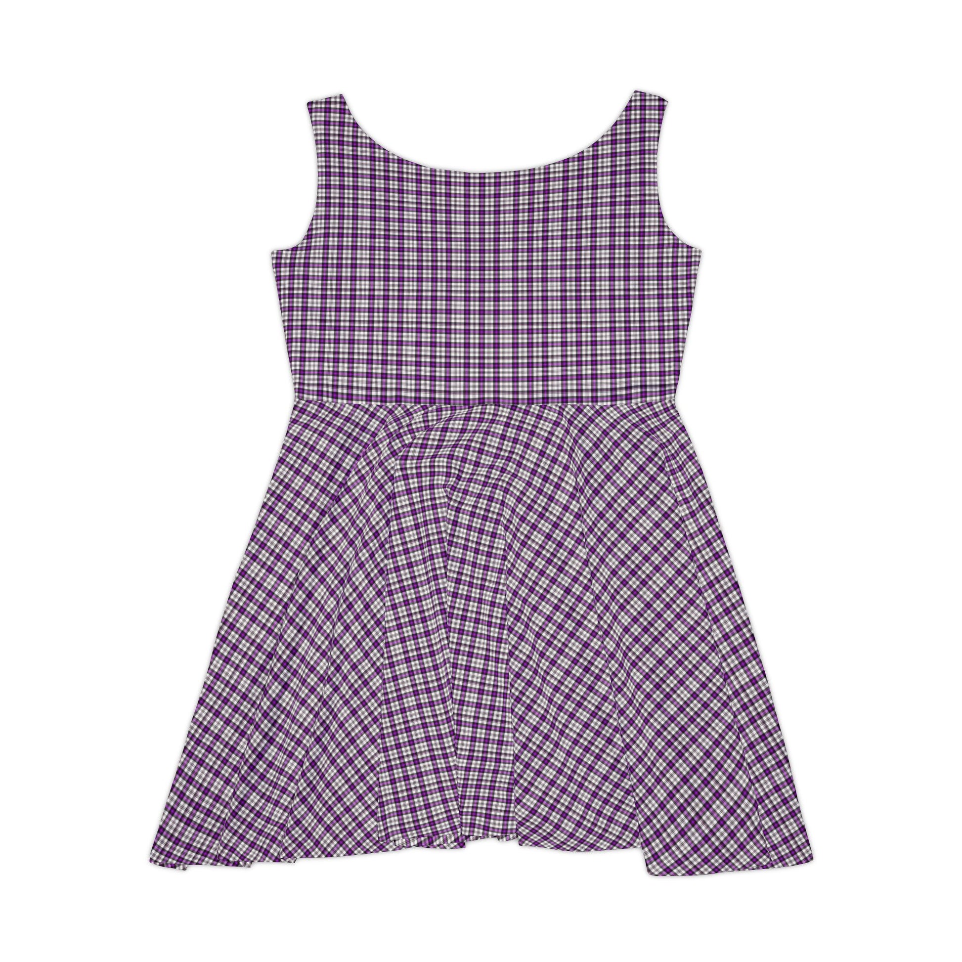 Chic Women's Skater Dress - Purple Plaid, Casual Fashion, Summer Style, Everyday Wear, Weekend Outfits, Boho Vibes - Celtic Scents