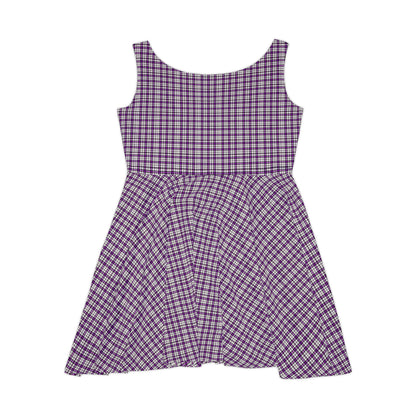 Chic Women's Skater Dress - Purple Plaid, Casual Fashion, Summer Style, Everyday Wear, Weekend Outfits, Boho Vibes - Celtic Scents