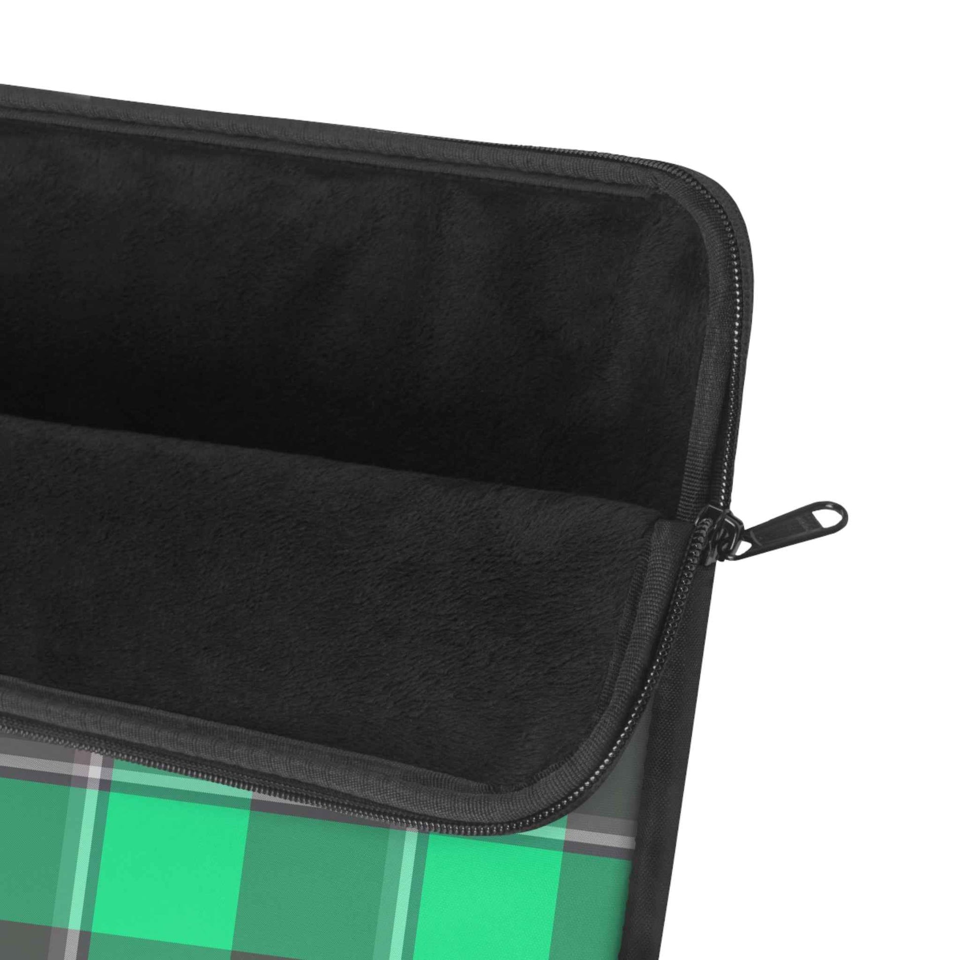Personalized Green Plaid Laptop Sleeve, Custom Tech Case, Laptop Bag, Gift for Her, Back to School Essentials