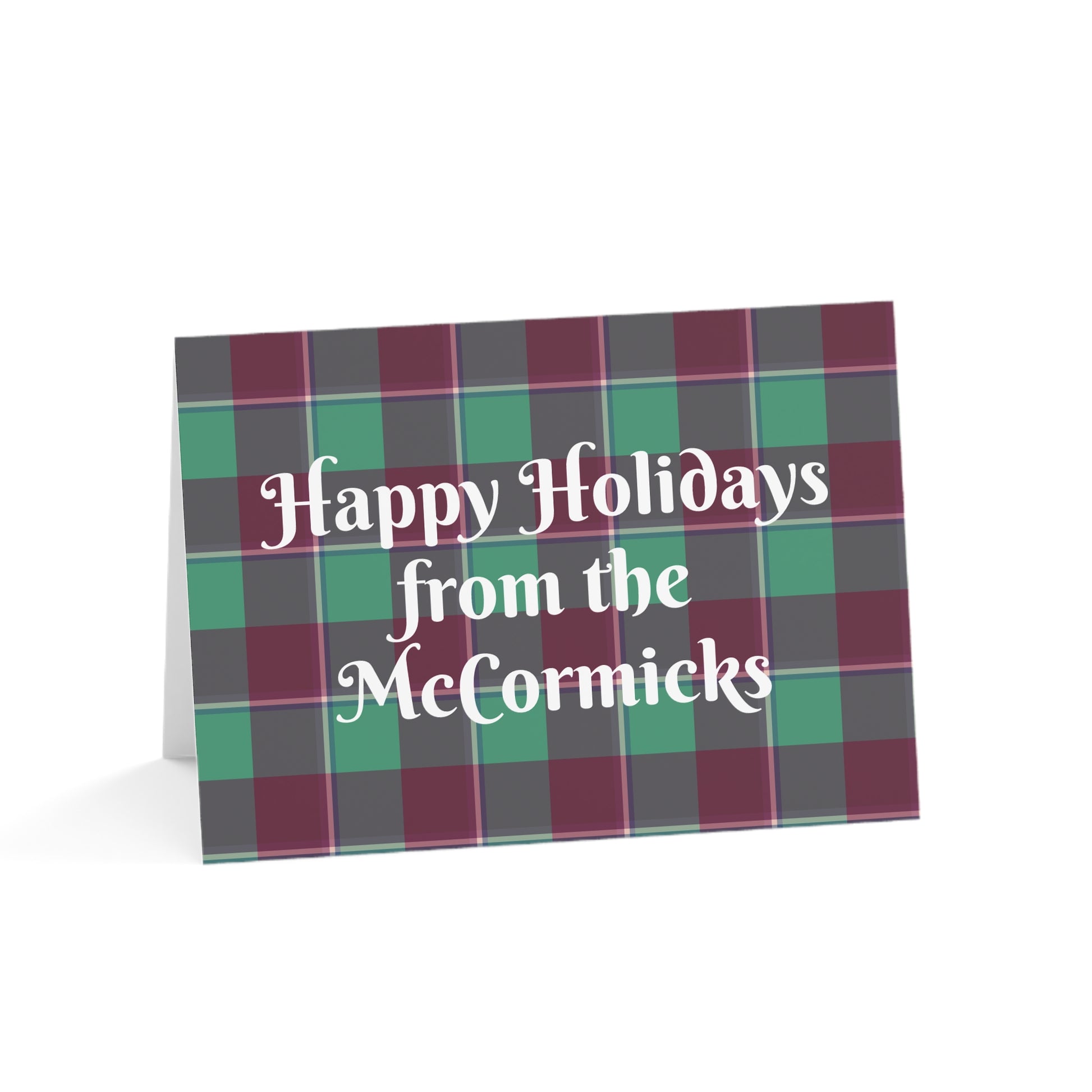 Plaid Holiday Greeting Cards, Customizable, Festive Wishes, Perfect for Christmas, Thanksgiving, Family Celebrations, 1-50 Packs - Celtic Scents