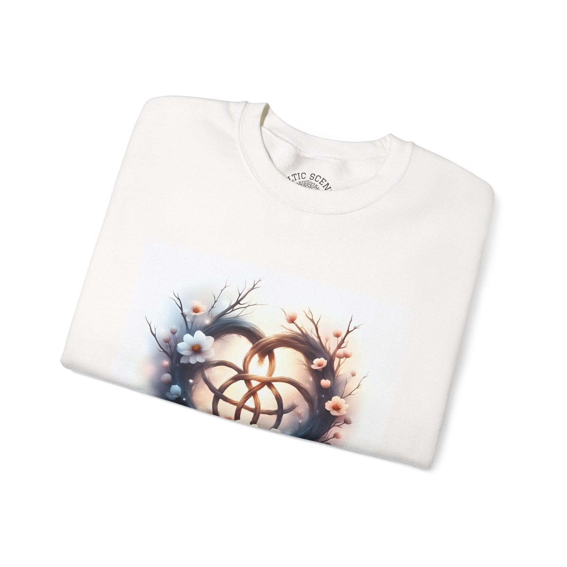 Floral Heart Crewneck Sweatshirt | Cozy Unisex Gift for Nature Lovers, Casual Wear, Spring Fashion, Eco-Friendly Style - Celtic Scents