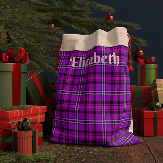 Personalized Plaid Gift Bag, Custom Name Gift Sacks, Holiday Gift Pouch, Cute Party Favor Bags, Unique Christmas Wrapping - Celtic Scents