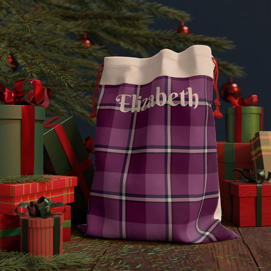 Personalized Plaid Gift Bag for Holidays, Plaid Party Favor Bag, Rustic Gift Pouch, Cute Gift Wrap, Eco-Friendly Storage Bag - Celtic Scents