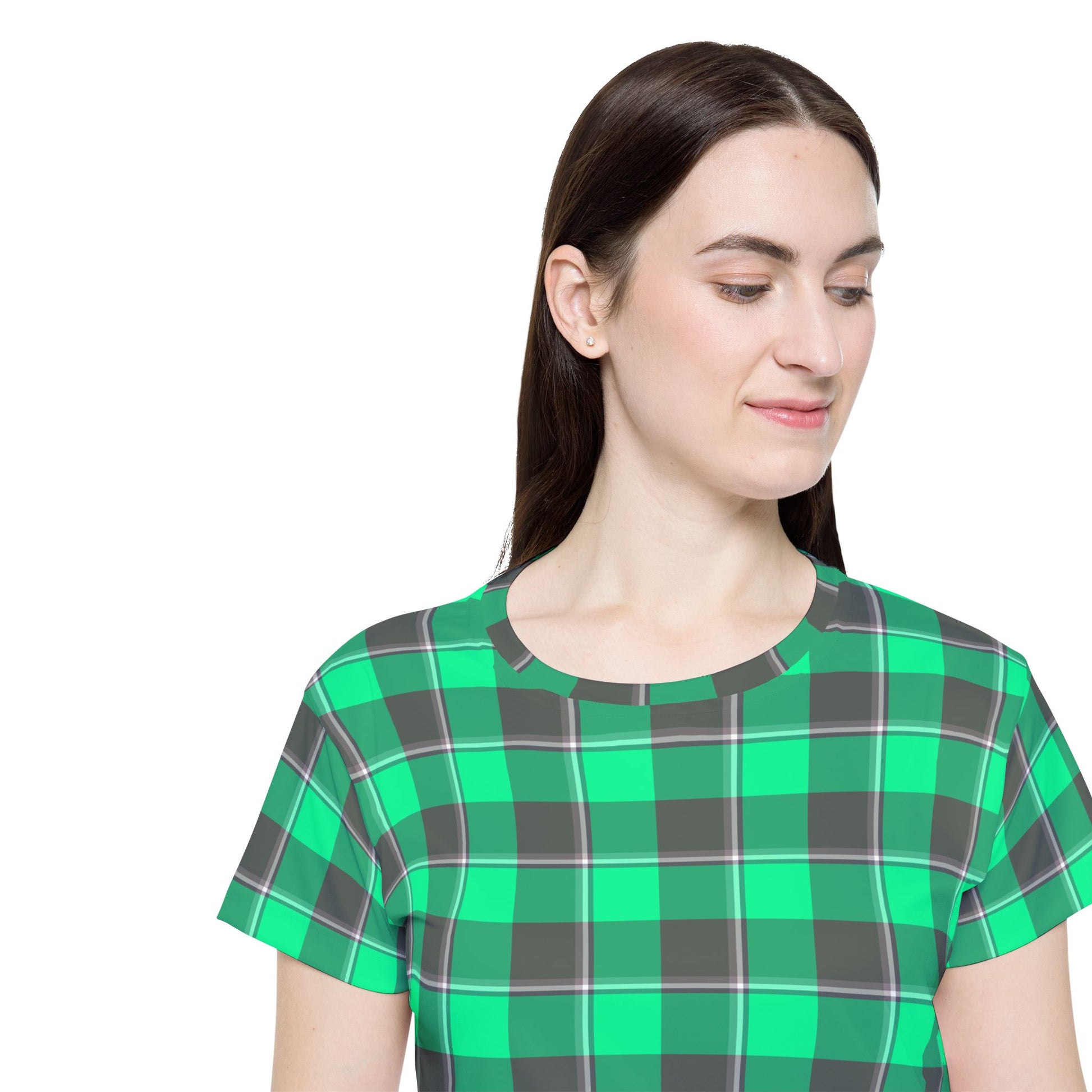 Women's Sports Jersey, Customizable Shirt, Green Plaid, Casual Comfort - Celtic Scents
