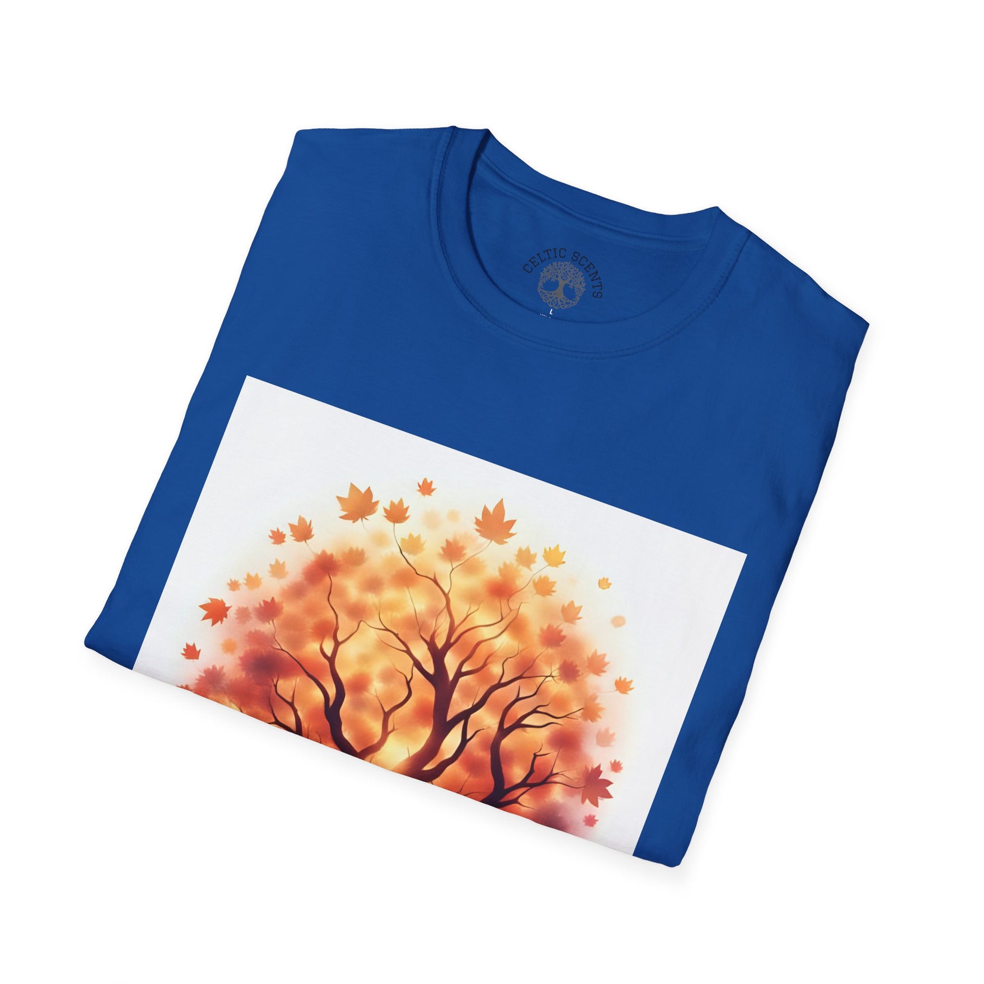 Autumn Tree Graphic T-Shirt, Fall Tee for Nature Lovers, Unisex Softstyle T-Shirt, Gift for Thanksgiving, Cozy Casual Wear - Celtic Scents