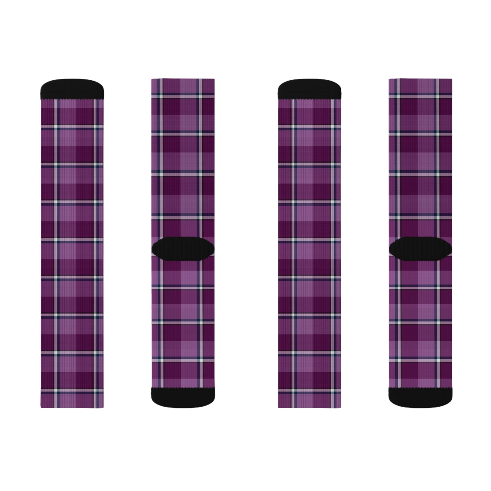 Cozy Plaid Sublimation Socks, Trendy Cotton Blend Footwear, Casual Everyday Wear - Celtic Scents