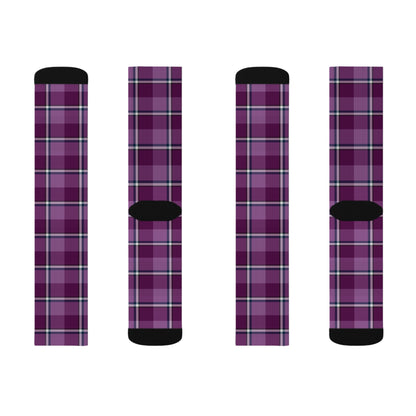 Cozy Plaid Sublimation Socks, Trendy Cotton Blend Footwear, Casual Everyday Wear - Celtic Scents