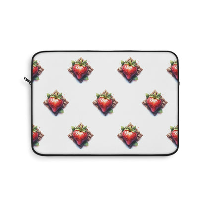 Cute Strawberry Laptop Sleeve, Floral Tech Accessory, Gift for Her, Cute School Supplies, Strawberry Design - Celtic Scents