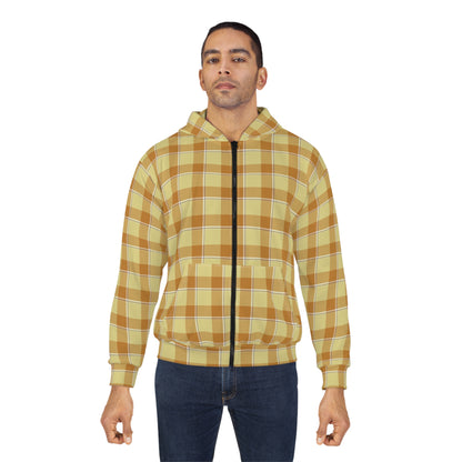 Stylish Unisex Zip Hoodie in Warm Plaid, Cozy Layering, Perfect Gift, Casual Fashion, Autumn & Winter Essential, Outdoor Adventures - Celtic Scents