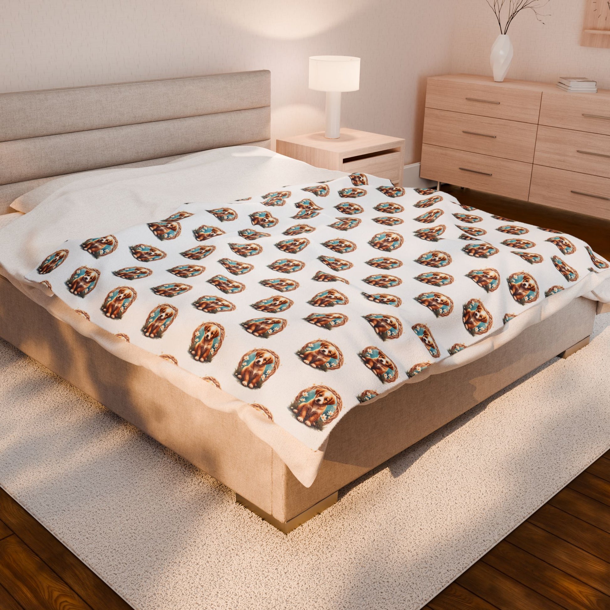 Cozy Puppy Lover's Velveteen Plush Blanket | Soft Throw for Home, Pet Blanket, Gift for Dog Owners, Snuggle Blanket, Dog-Themed Decor - Celtic Scents