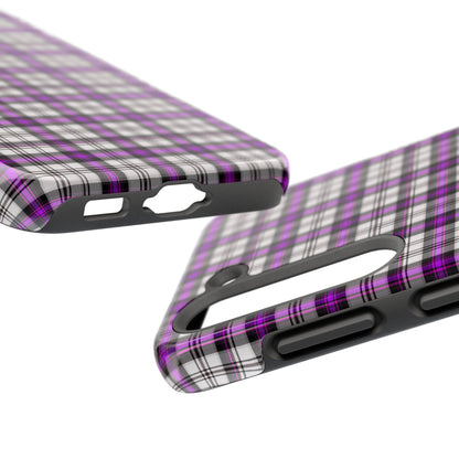 Stylish Tough Phone Case, Purple Plaid Protective Cover, Cute Gift for Teens, Cell Phone Accessory, Trendy Tech