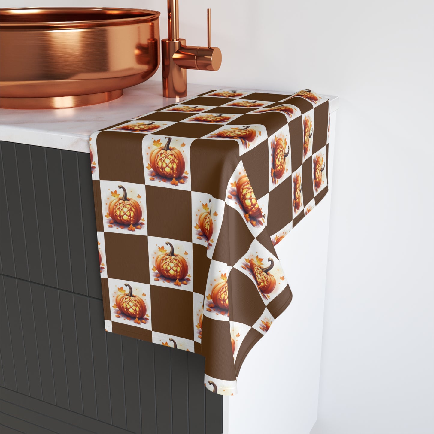 Autumn Pumpkin Hand Towel, Seasonal Kitchen Towel, Fall Decor, Thanksgiving Hand Towel, Rustic Home Accessory