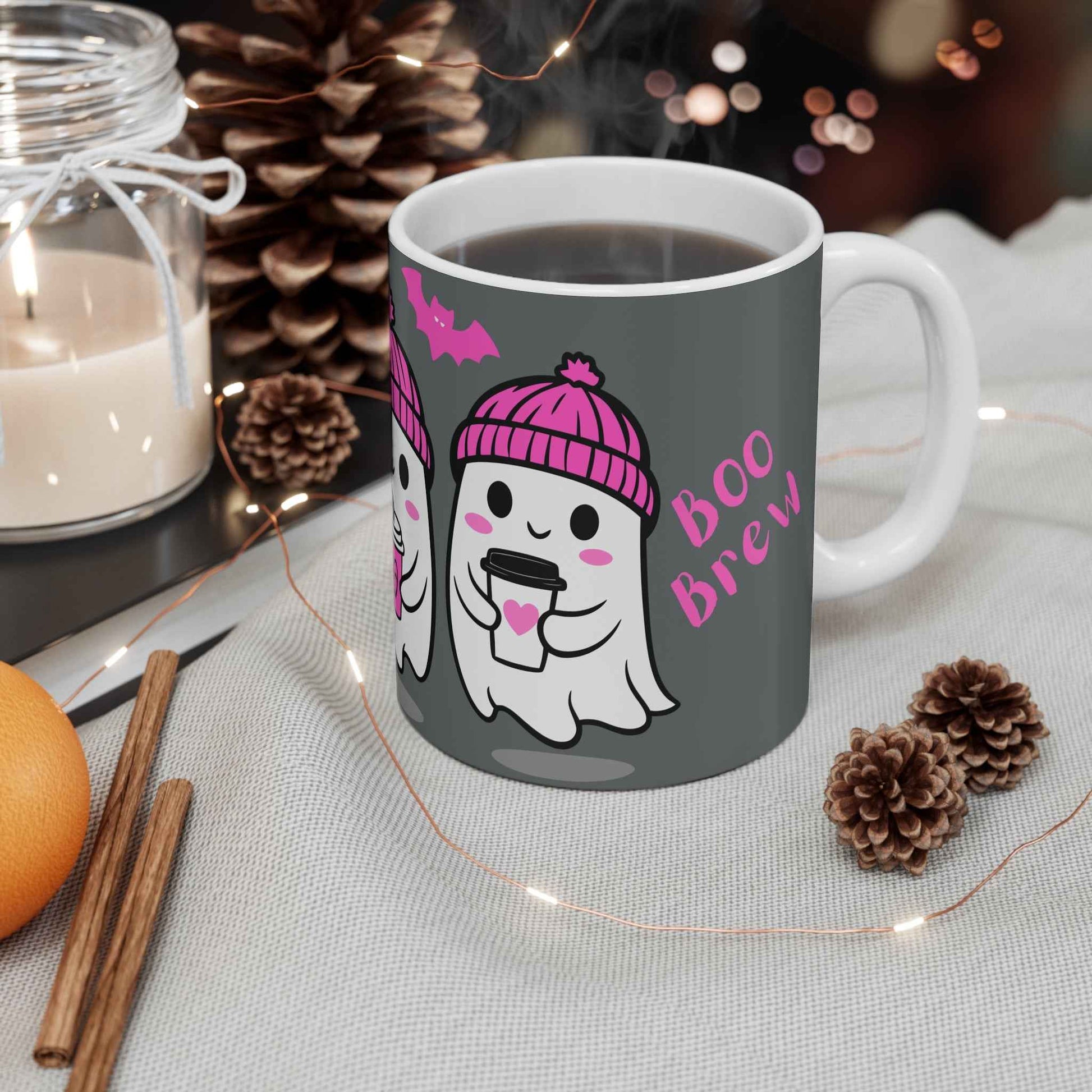 Cute Halloween Ghost Mug, Spooky Coffee Cup, Boo Brew, Funny Gift for Ghost Lovers, Holiday Beverage Mug