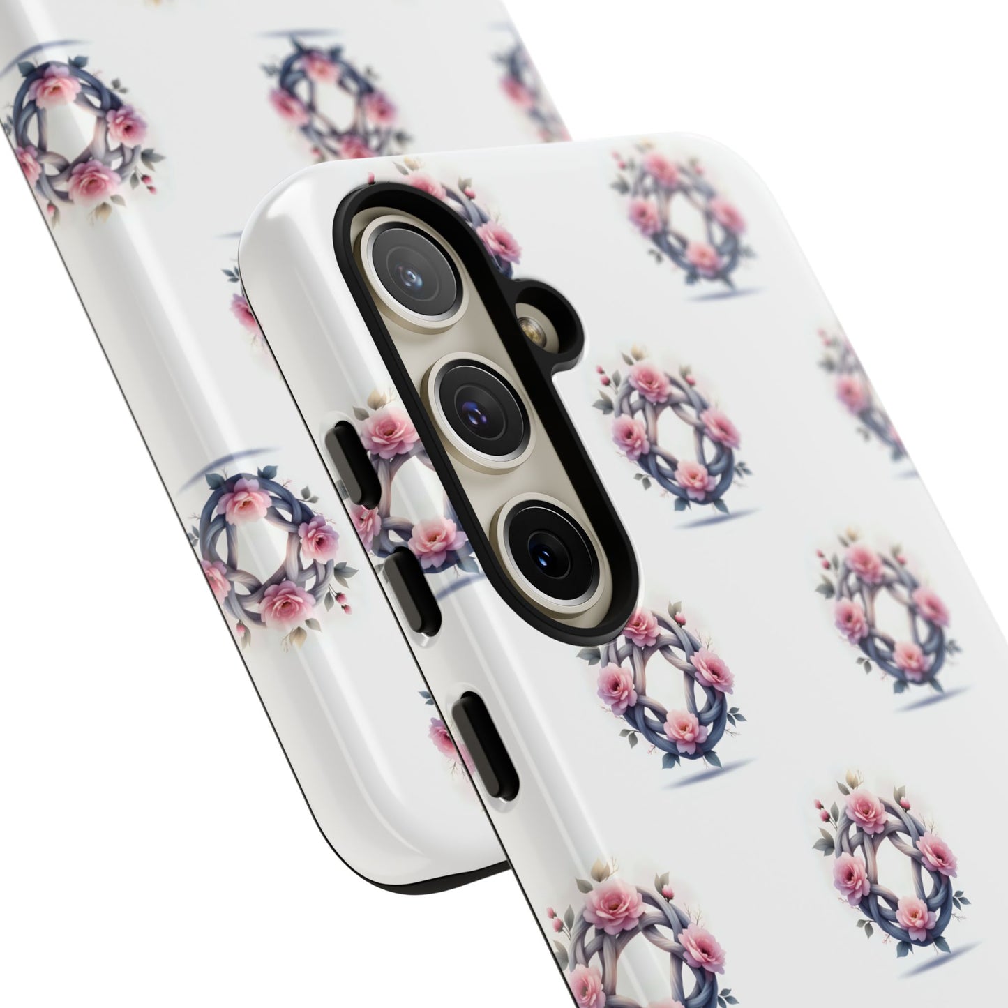 Floral Phone Case, Tough Cases for Women, Cute Celtic Knot Floral Design iPhone Cover, Gift for Her, Stylish Tech Accessories
