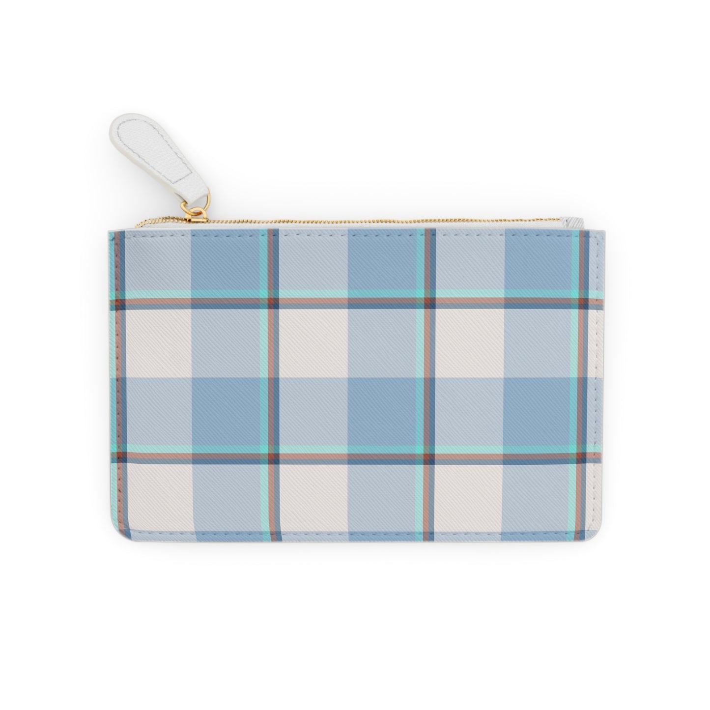 Personalized Mini Clutch Bag, Custom Pouch, Blue Plaid Makeup Bag, Gift for Her, Monogrammed Wallet, Cute Travel Accessory - Celtic Scents
