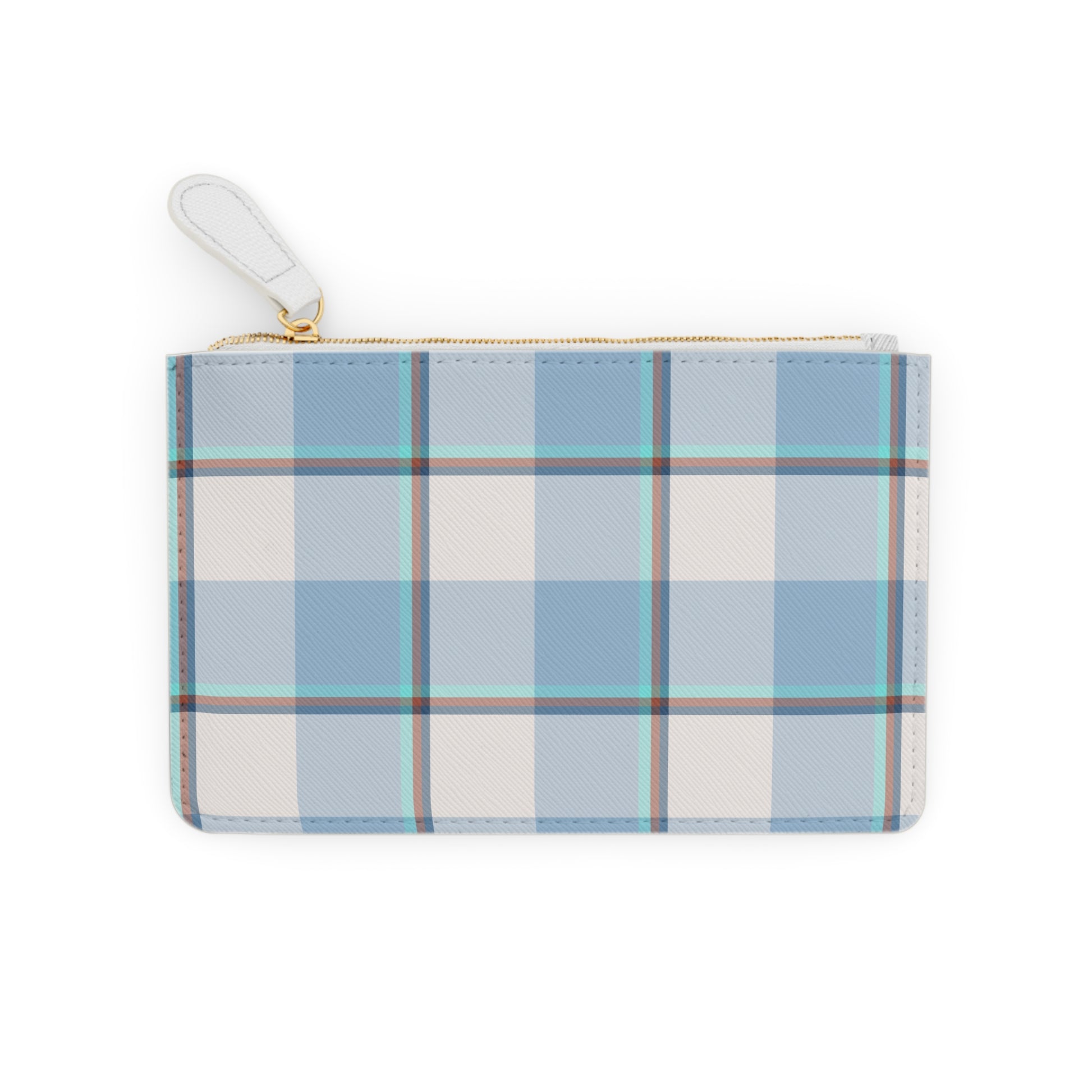 Personalized Mini Clutch Bag, Custom Pouch, Blue Plaid Makeup Bag, Gift for Her, Monogrammed Wallet, Cute Travel Accessory - Celtic Scents