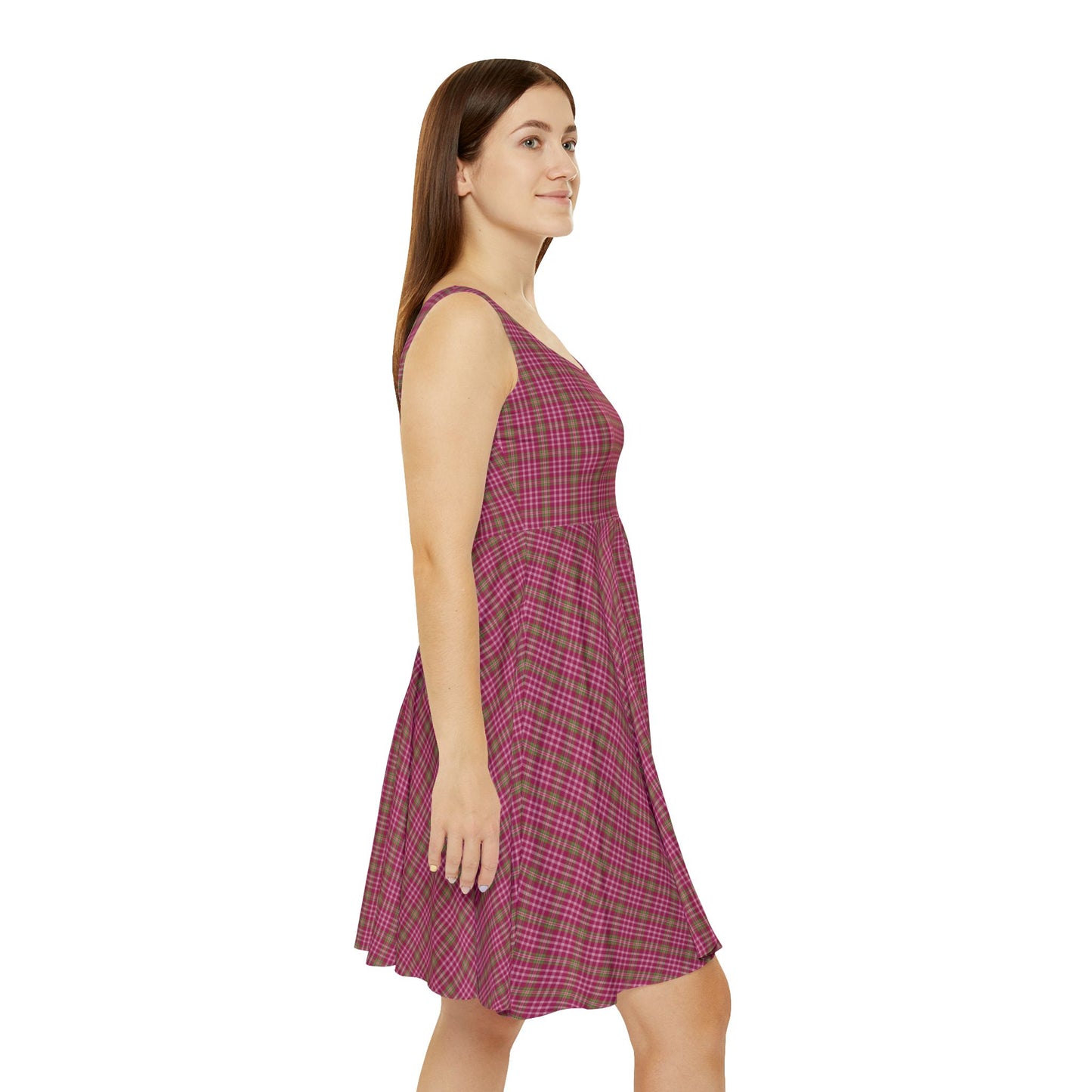 Chic Women's Skater Dress, Cute Casual Dress, Summer Outfit, Flirty Style, Pink Plaid Pattern, Girls' Day Out Dress - Celtic Scents