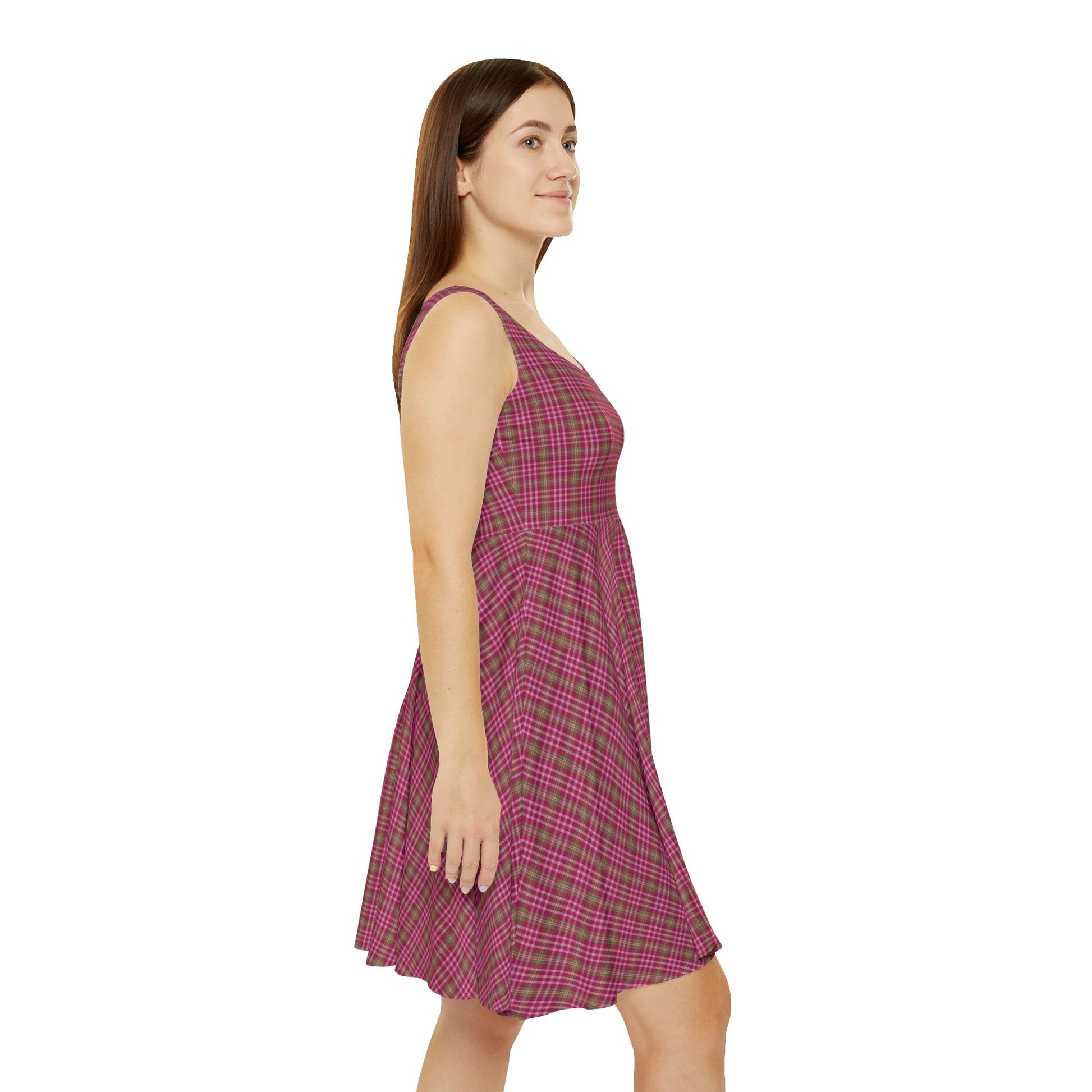 Chic Women's Skater Dress, Cute Casual Dress, Summer Outfit, Flirty Style, Pink Plaid Pattern, Girls' Day Out Dress - Celtic Scents