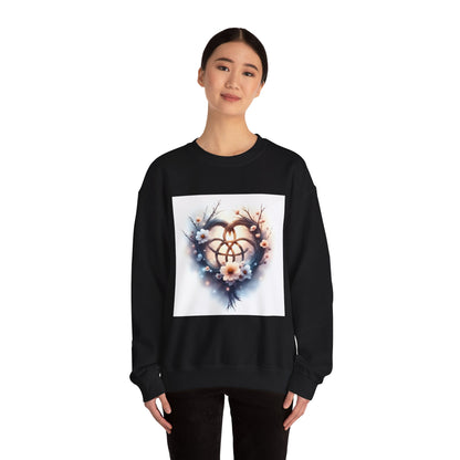 Floral Heart Crewneck Sweatshirt | Cozy Unisex Gift for Nature Lovers, Casual Wear, Spring Fashion, Eco-Friendly Style - Celtic Scents