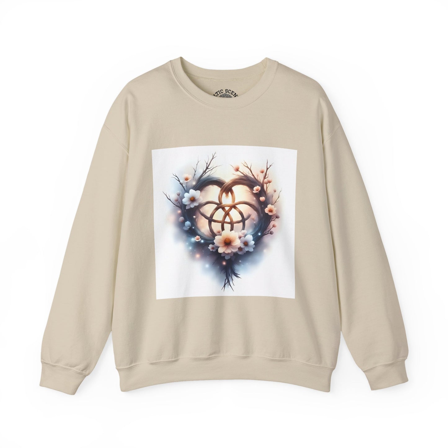 Floral Heart Crewneck Sweatshirt | Cozy Unisex Gift for Nature Lovers, Casual Wear, Spring Fashion, Eco-Friendly Style - Celtic Scents