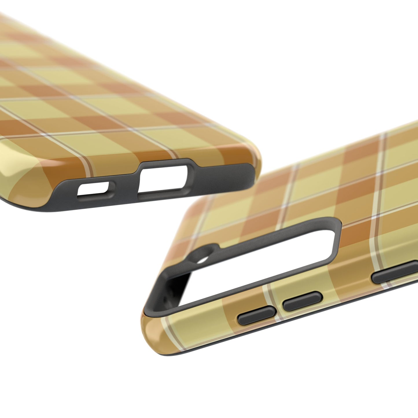 Stylish Autumn Plaid Tough Phone Cases, Trendy Phone Accessories, Durable Phone Protection, Yellow and Brown Plaid, Perfect Gift