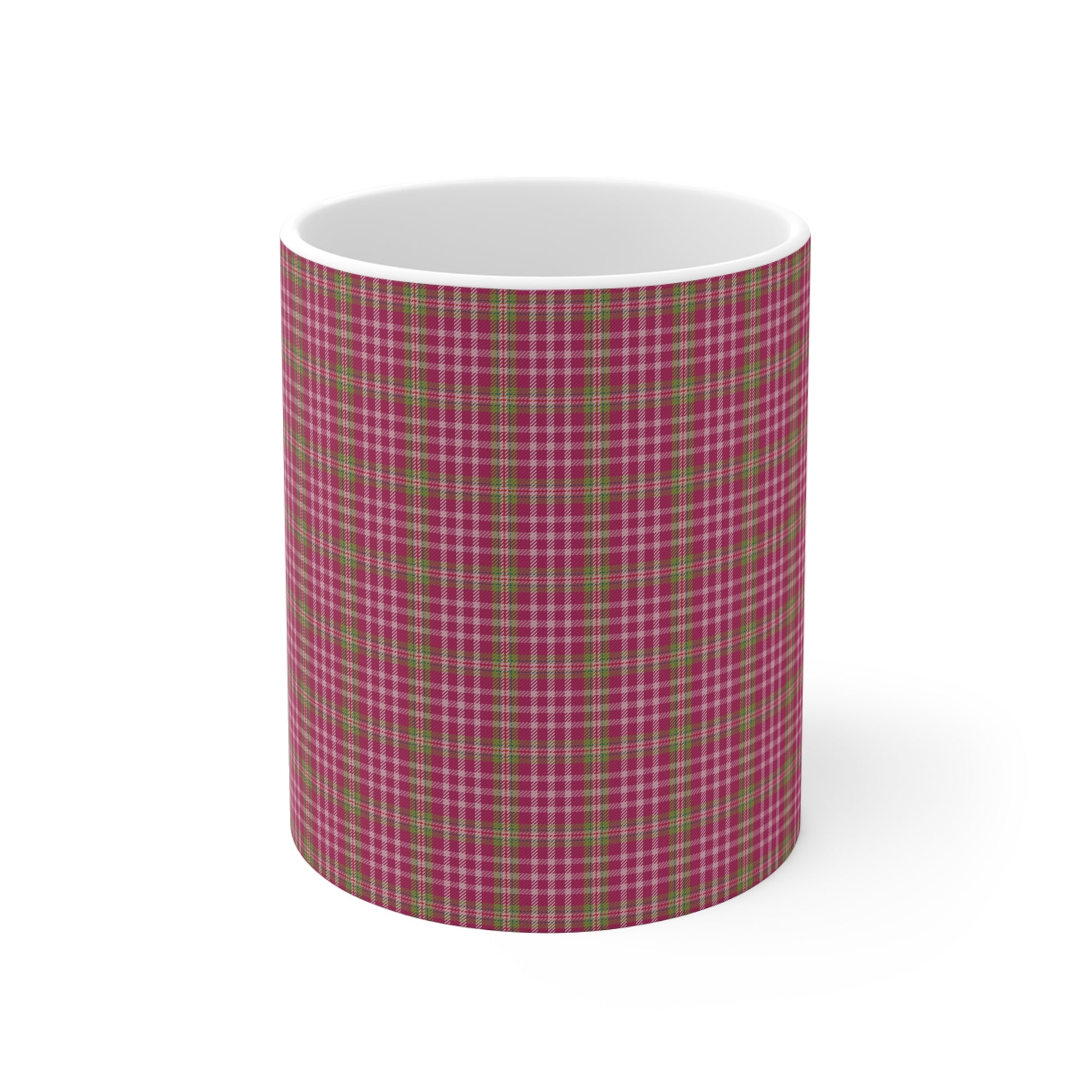 Cozy Pink Plaid Mug | 11oz Coffee Cup | Perfect for Autumn, Home Decor, Gift for Friends and Family, Warm Beverage Enjoyment - Celtic Scents