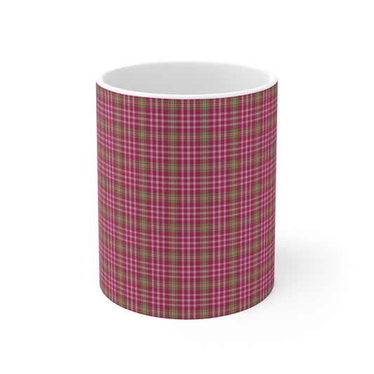 Cozy Pink Plaid Mug | 11oz Coffee Cup | Perfect for Autumn, Home Decor, Gift for Friends and Family, Warm Beverage Enjoyment