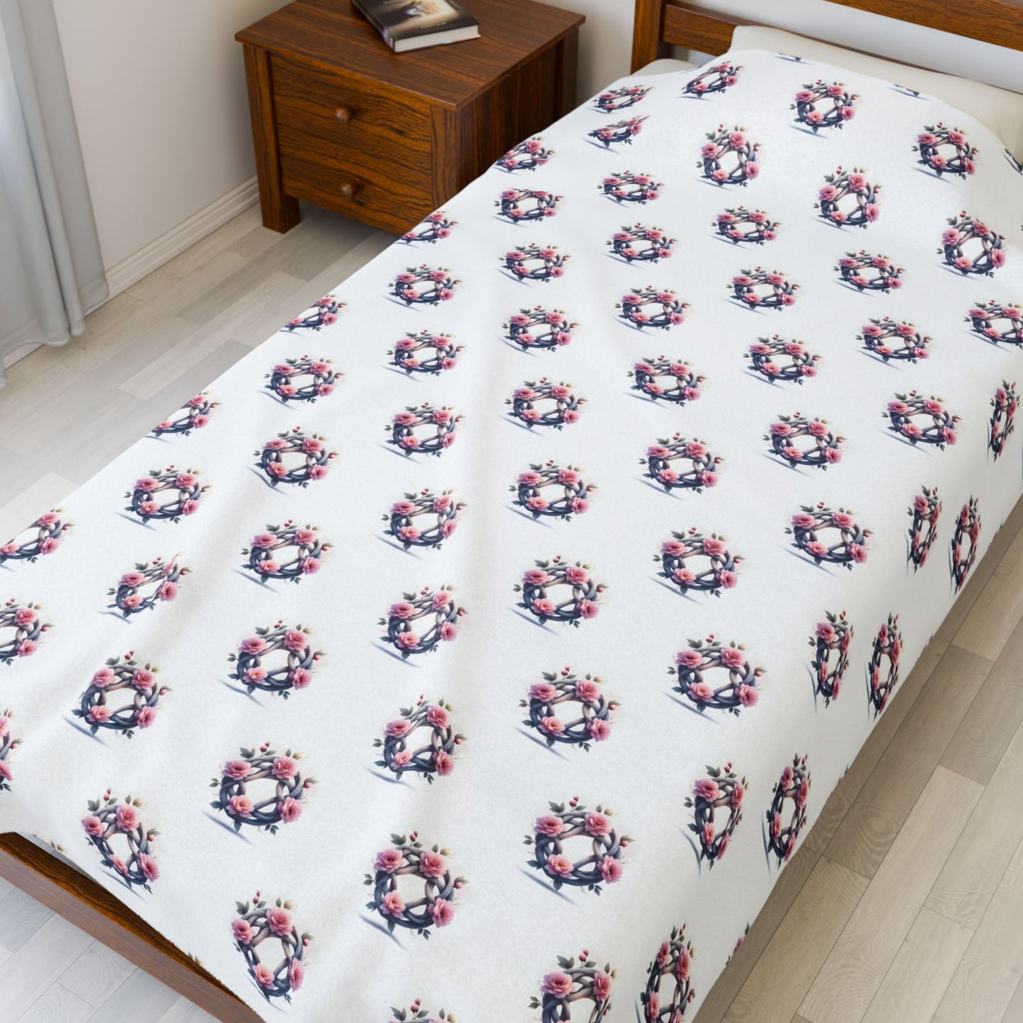 Cozy Floral Velveteen Plush Blanket | Soft Throw for Home, Gift for Her, Wedding Decor, Layered Bedding, Celtic Knot Floral Design - Celtic Scents