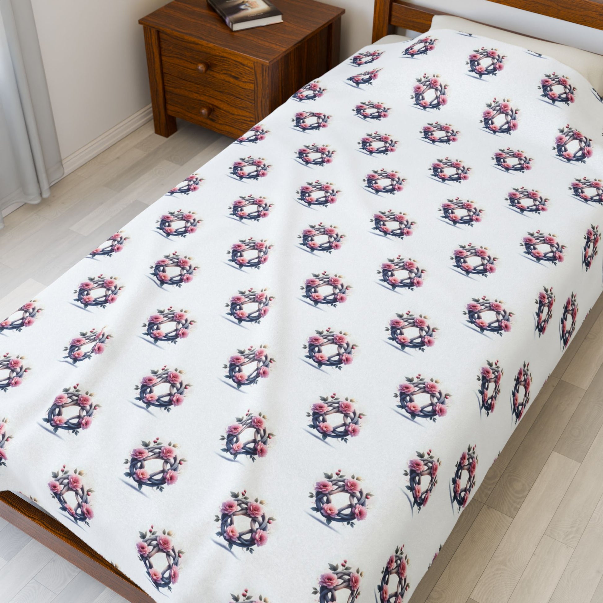 Cozy Floral Velveteen Plush Blanket | Soft Throw for Home, Gift for Her, Wedding Decor, Layered Bedding, Celtic Knot Floral Design - Celtic Scents