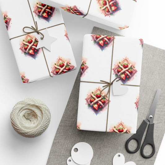 Strawberry Wrapping Paper - Holiday Gift Wrap, Birthday Gift Wrap, Christmas Wrap, Eco-Friendly Wrapping Paper, Unique Gift Presentation