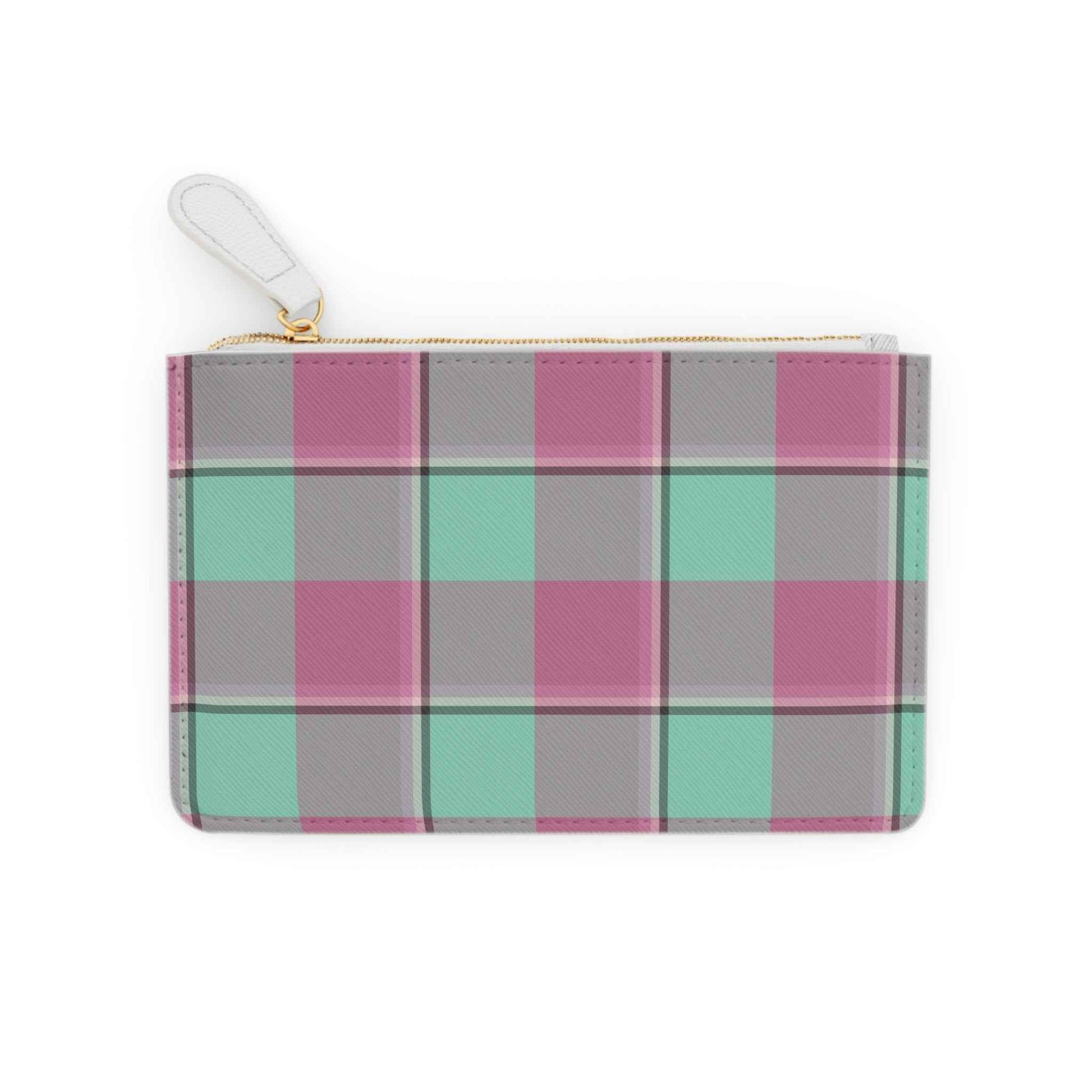 Personalized Plaid Mini Clutch Bag, Stylish Handbag, Gift for Her, Everyday Use, Travel Organizer, Makeup Pouch