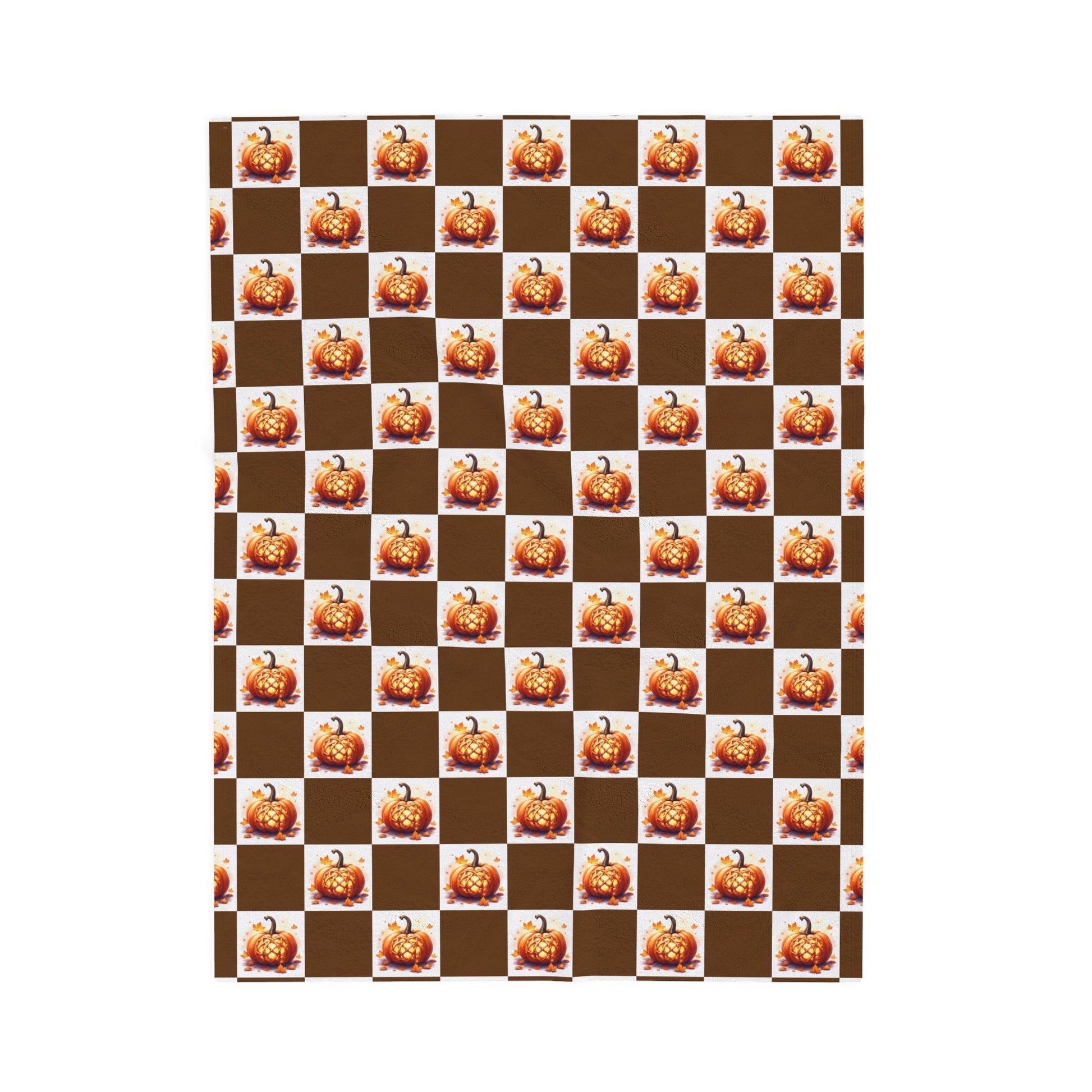 Cozy Pumpkin Check Velveteen Blanket | Fall Decor, Autumn Gift, Halloween Throw, Snuggle Blanket, Home Comfort - Celtic Scents