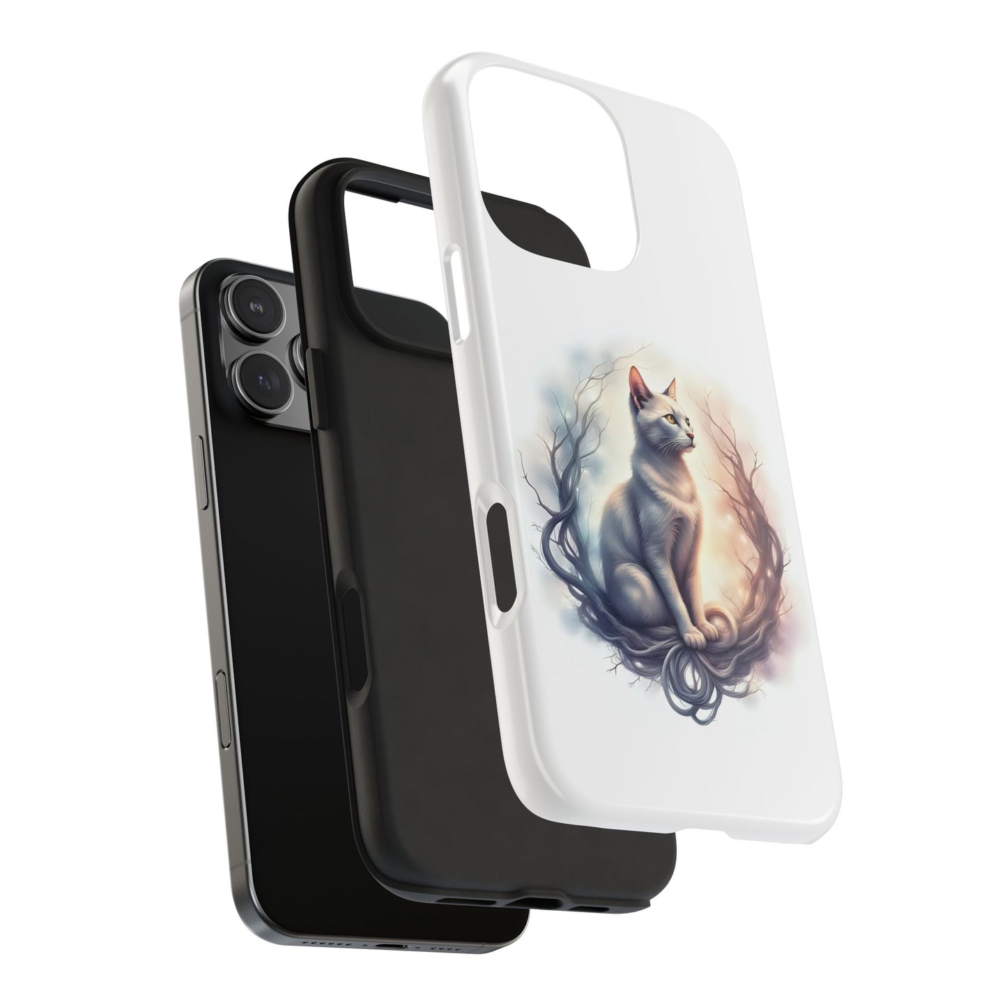 Artistic Cat Phone Case, Tough Phone Cases, Pet Lover Gift, Cat Lover Accessory, Unique Phone Cover, Protector Case