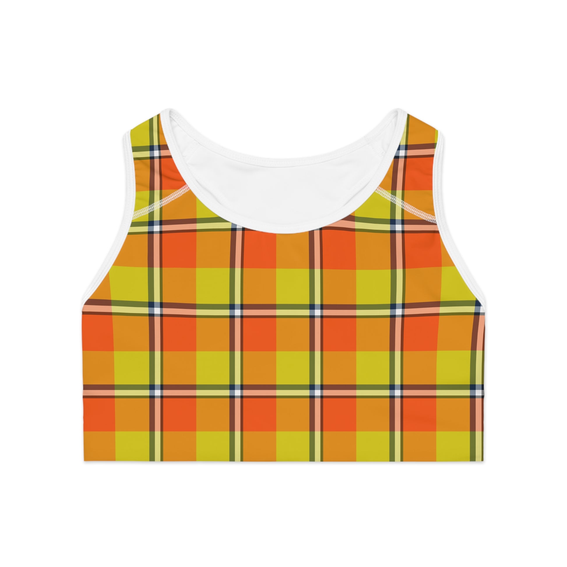 Vibrant Plaid Sports Bra, Activewear for Fitness, Gym, Yoga, Running, Outdoor Activities - Celtic Scents