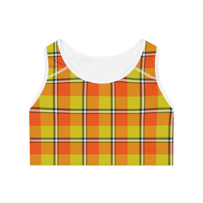 Vibrant Plaid Sports Bra, Activewear for Fitness, Gym, Yoga, Running, Outdoor Activities - Celtic Scents