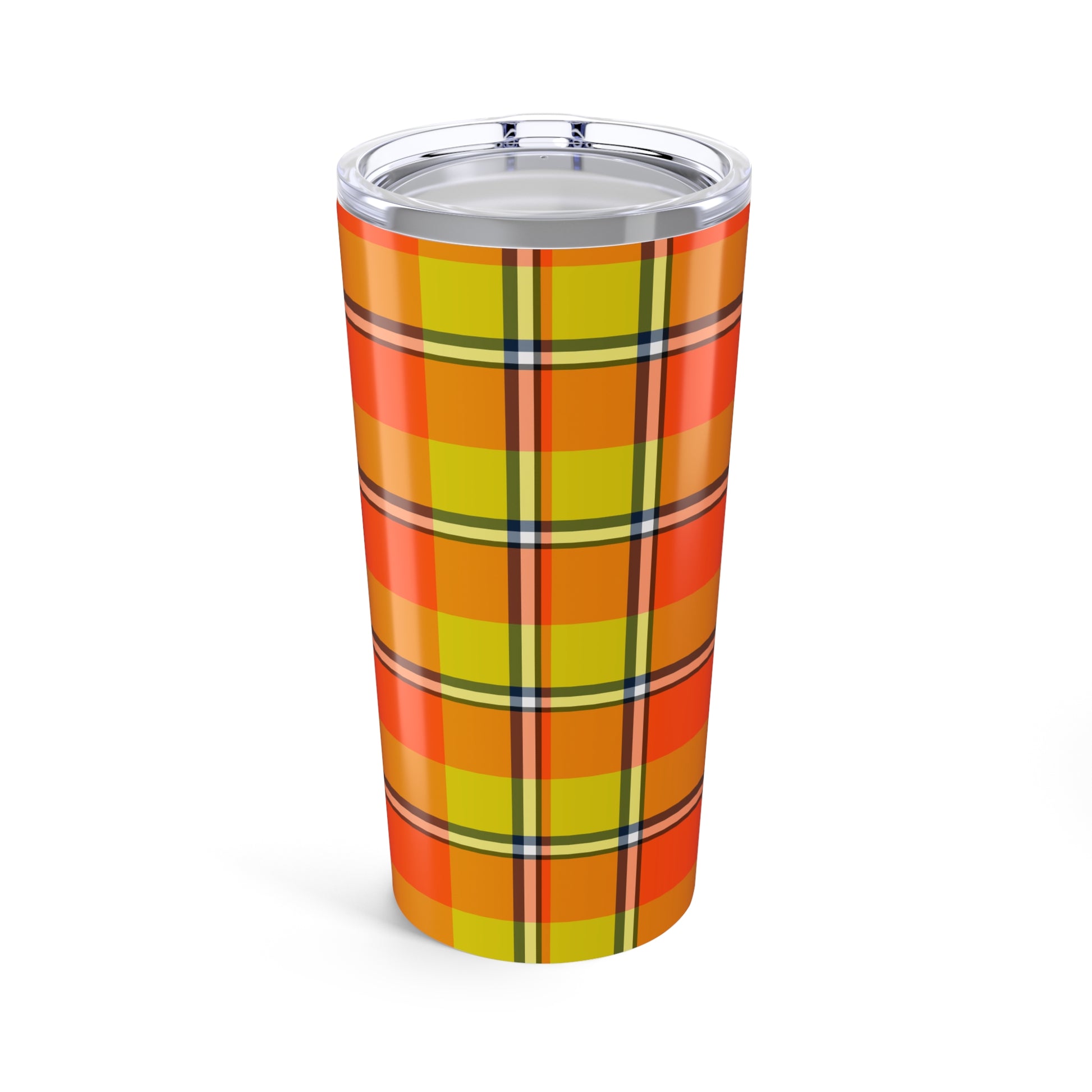 Vibrant Autumn Plaid Tumbler | 20oz Insulated Drinkware for Fall, Thanksgiving, Cozy Vibe, Outdoor Events, Gift for Her, Plaid Lover - Celtic Scents