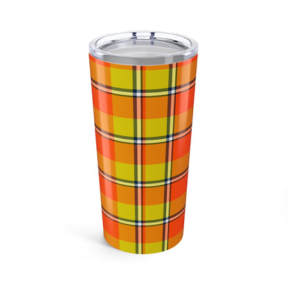 Vibrant Autumn Plaid Tumbler | 20oz Insulated Drinkware for Fall, Thanksgiving, Cozy Vibe, Outdoor Events, Gift for Her, Plaid Lover - Celtic Scents