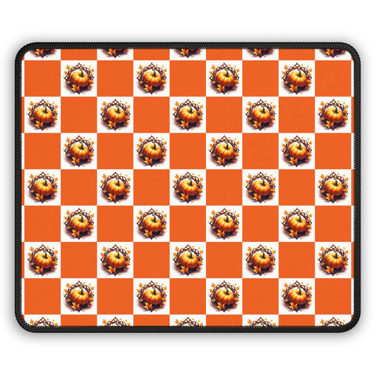 Vibrant Gaming Mouse Pad, Gaming Desk Accessories, Gamer Gift, Office Decor, Mouse Mat, Unique Pumpkin Checkered Design