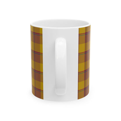 Autumn Plaid Ceramic Mug, 11 oz and 15 oz Sizes, Perfect for Coffee Lovers, Gift Ideas, Holidays, Birthdays - Celtic Scents
