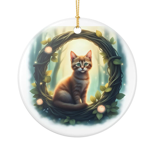 Whimsical Celtic Kitten Ceramic Ornament, Cat Decoration, Unique Pet Lover Gift, Holiday Tree Ornament, Home Decor - Celtic Scents