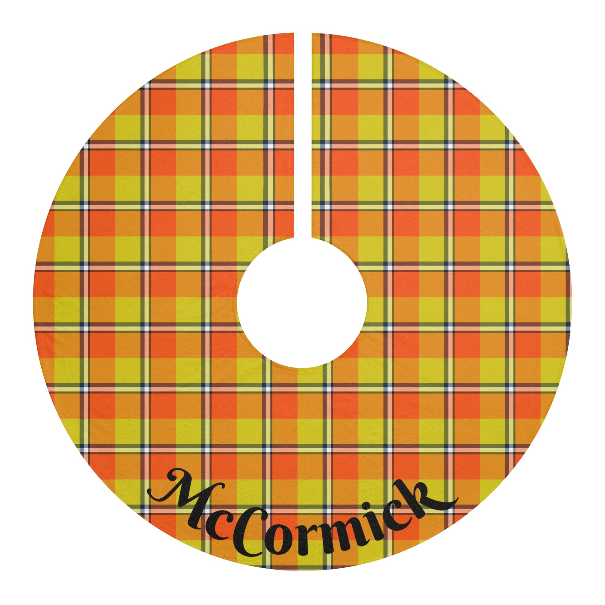 Plaid Christmas Tree Skirt, Festive Holiday Decor, Personalized Tree Skirts, Tartan Skirt for Xmas, Orange and Black Plaid - Celtic Scents
