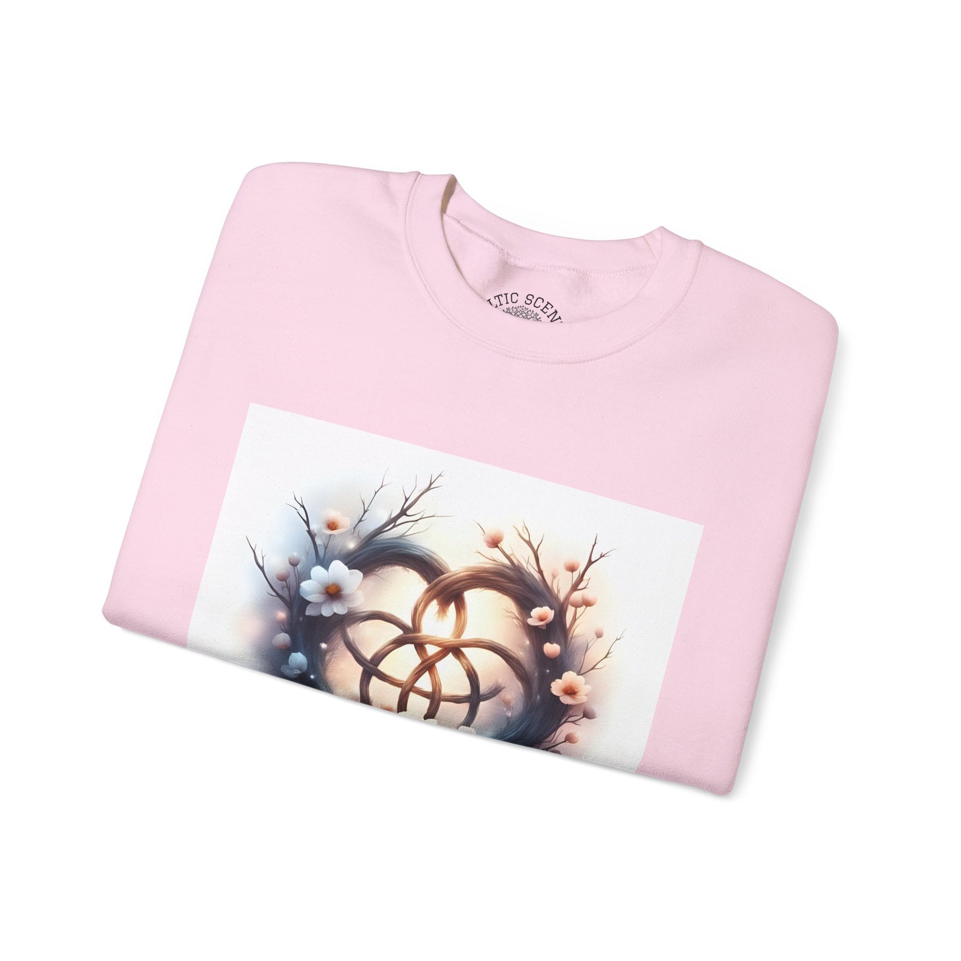 Floral Heart Crewneck Sweatshirt | Cozy Unisex Gift for Nature Lovers, Casual Wear, Spring Fashion, Eco-Friendly Style - Celtic Scents