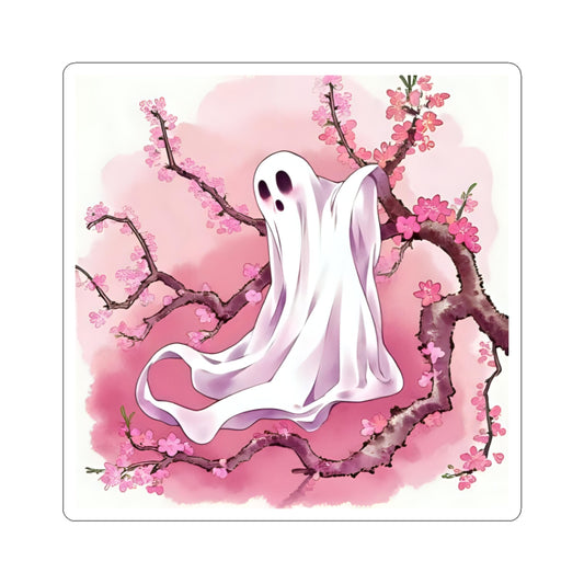 Whimsical Ghost Cherry Blossom Stickers, Cute Decor, Gift for Halloween, Kawaii Sticker, Laptop Decal - Celtic Scents