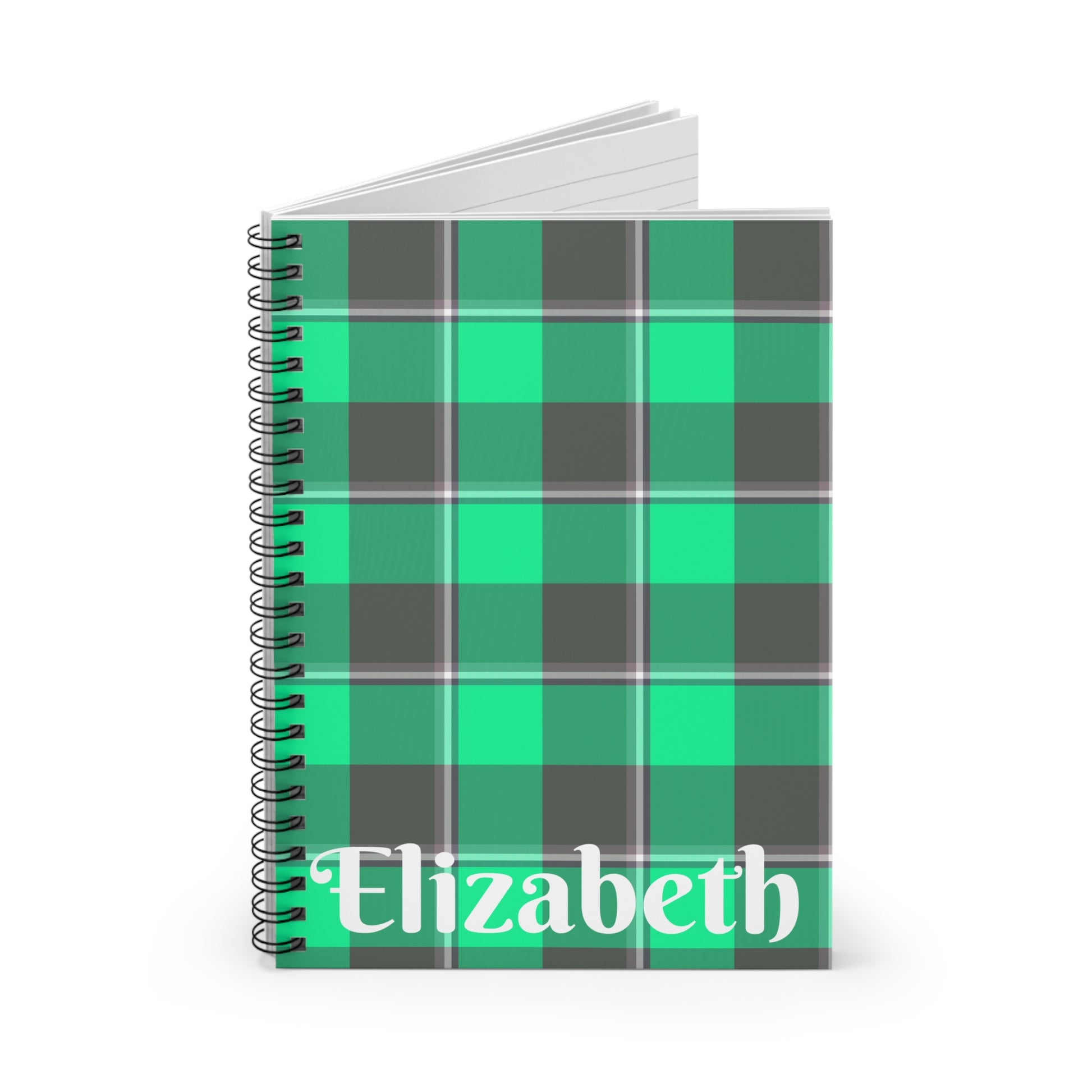 Personalized Green Plaid Spiral Notebook, Stylish School Journal, Cute Stationery, Gift for Students, Back to School Essentials - Celtic Scents