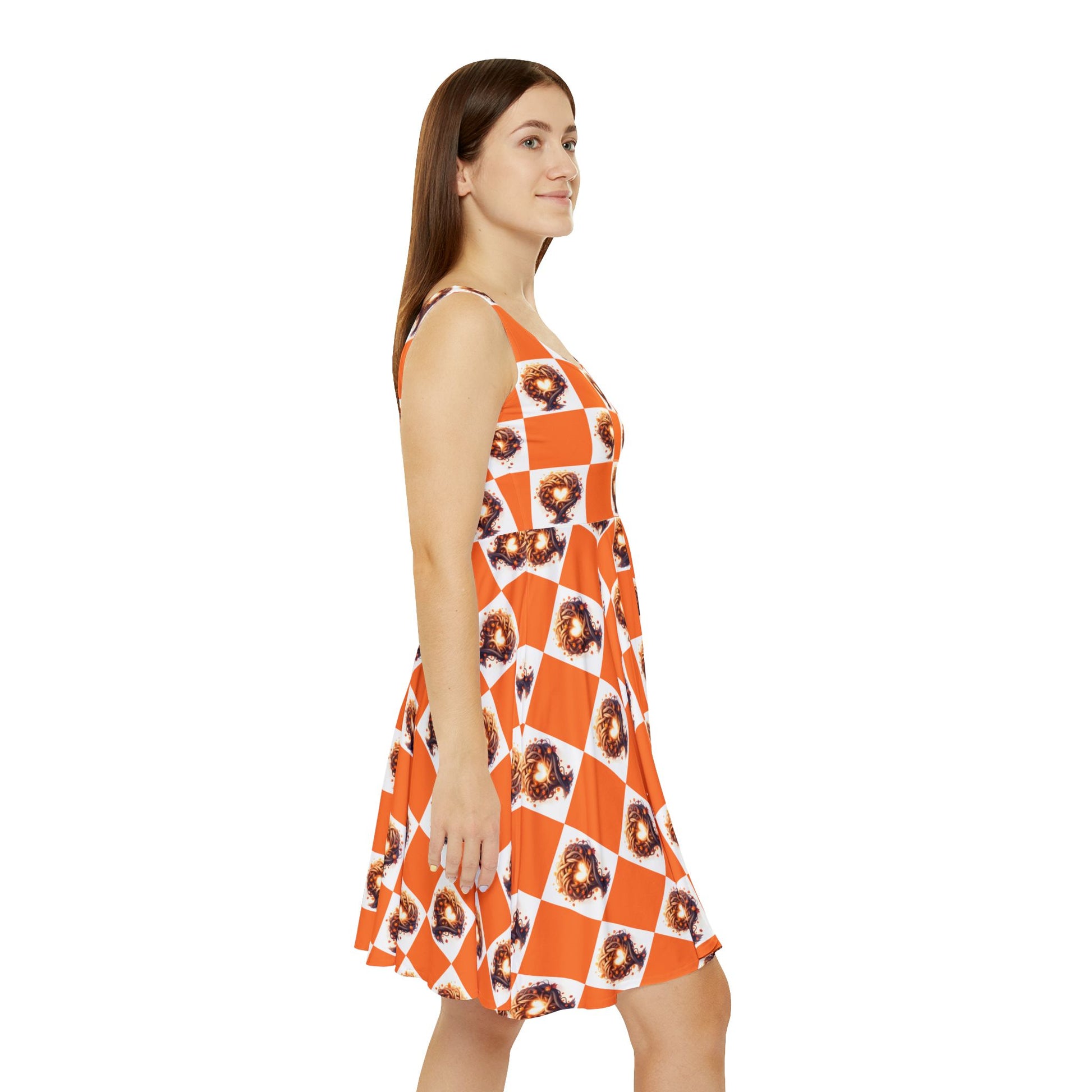 Vibrant Tree Print Skater Dress for Women, Casual Spring Dress, Summer Party Dress, Boho Dress, Autumn - Celtic Scents