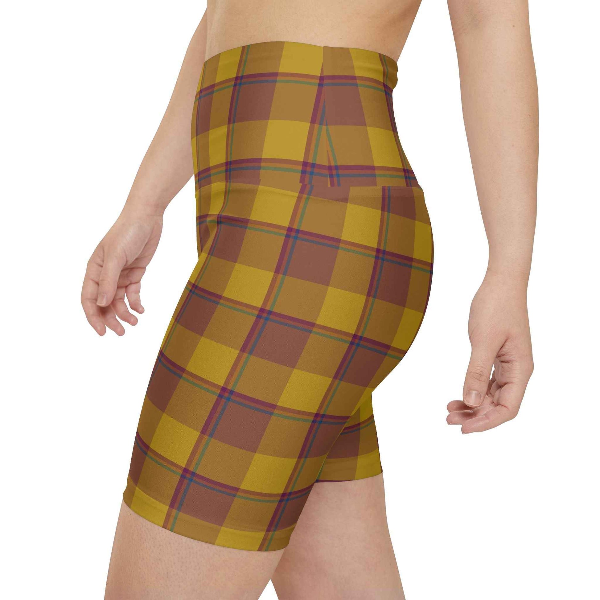 Stylish Women's Workout Shorts, Trendy Activewear, Summer Fitness Shorts, Gym Shorts, Plaid Athletic Bottoms, Comfortable Exercise Apparel