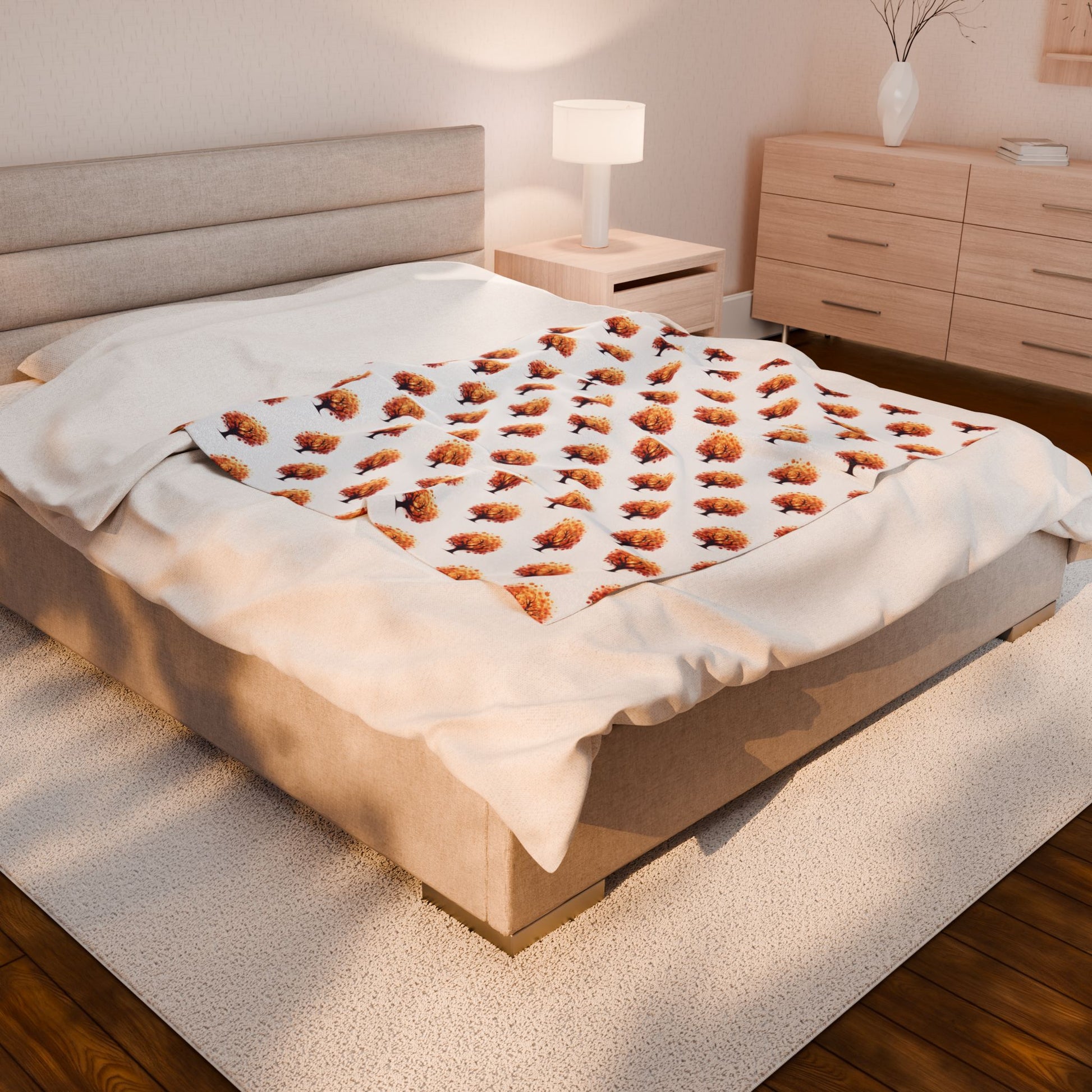 Cozy Velveteen Plush Blanket with Autumn Tree Design, Soft Throw for Home Decor, Gifts, Fall Decor, Warm Blanket, Couch Blanket - Celtic Scents